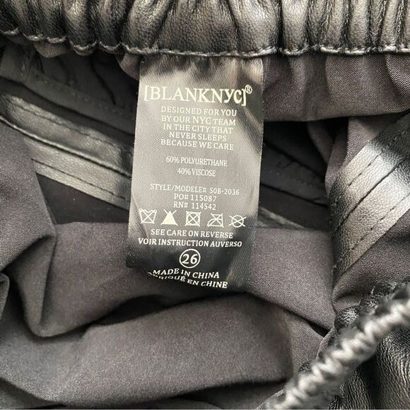 BLANKNYC Women's Black Faux Leather Jogger Pants Drawstring Size 26 - Picture 6 of 6